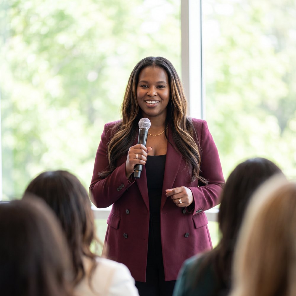 Crystal Williams speaking to a room